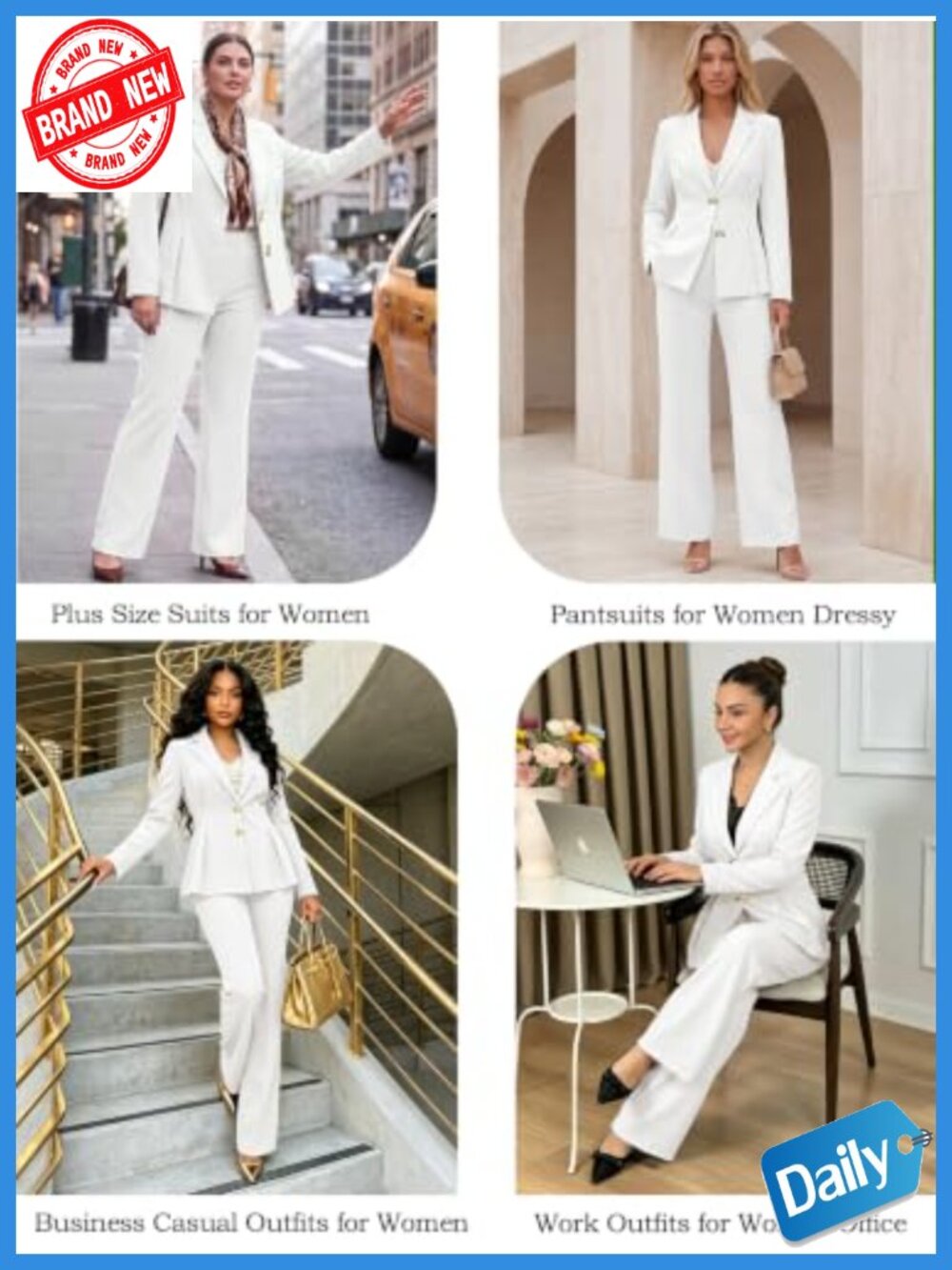 Women's Pantsuit Set Business Casual Long Sleeve Blazer & Straight Pants High - Picture 4 of 6